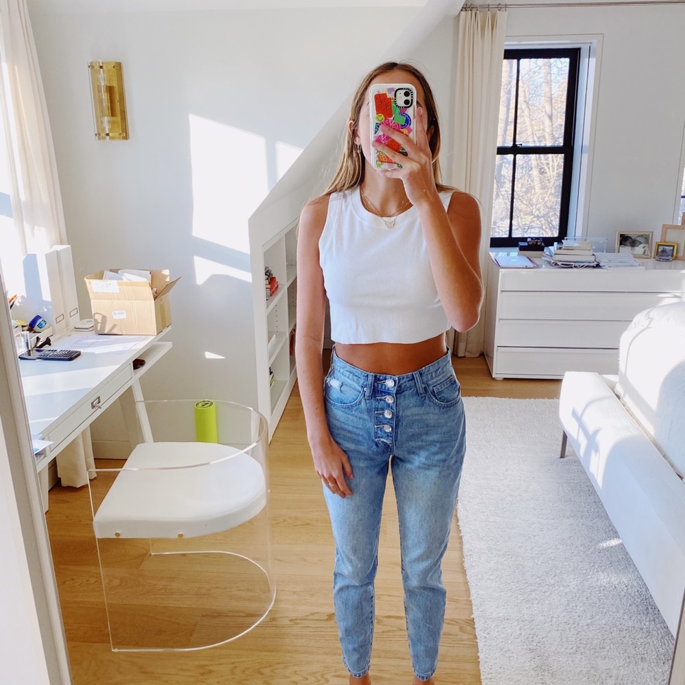 white ribbed tank top